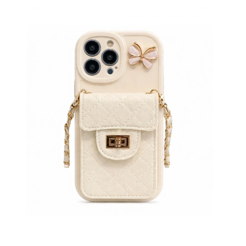 Butterfly Quilted Chain Card Holder iPhone Case