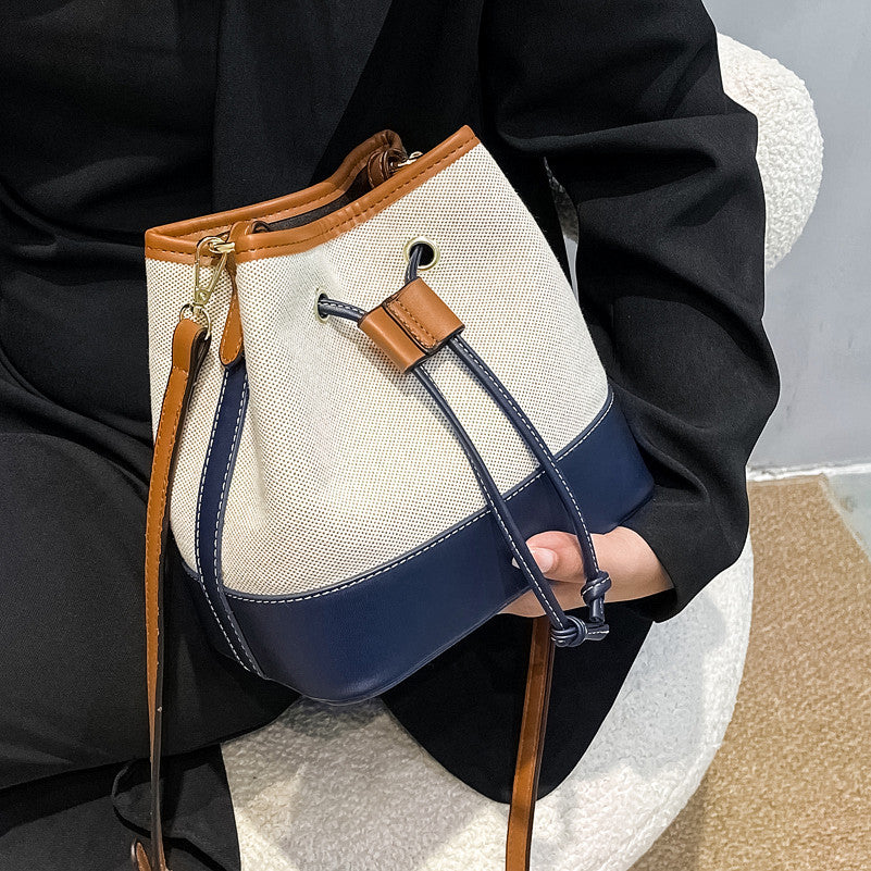 Contrast Color Bucket Bag