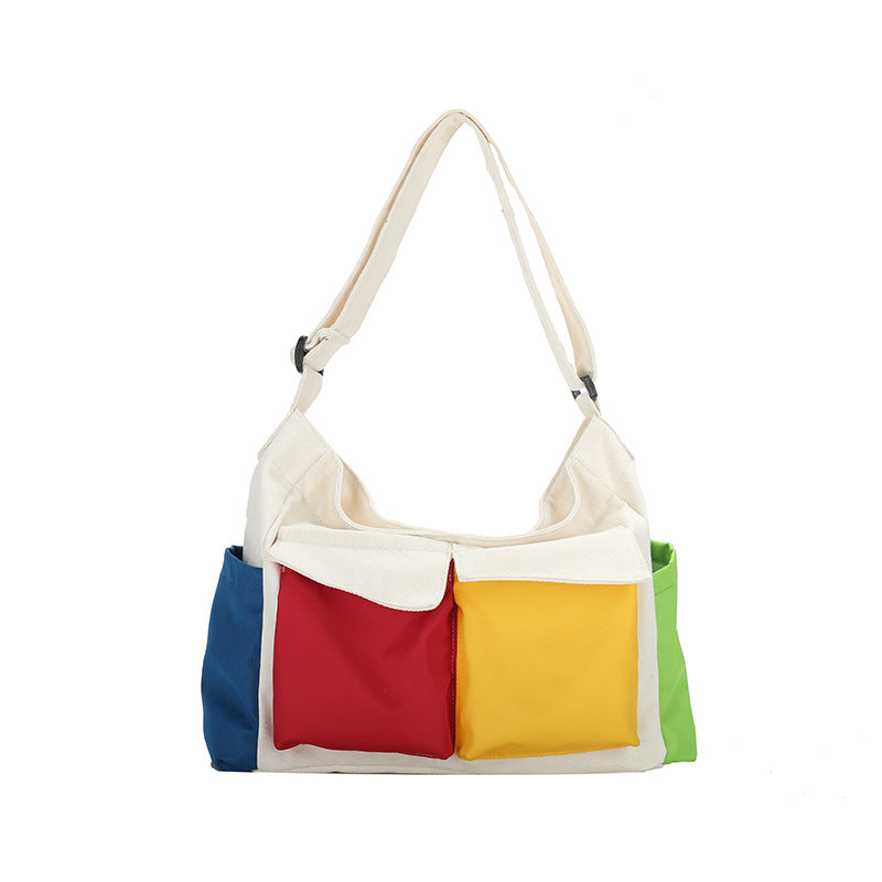 New Canvas Contrast Shoulder Bag