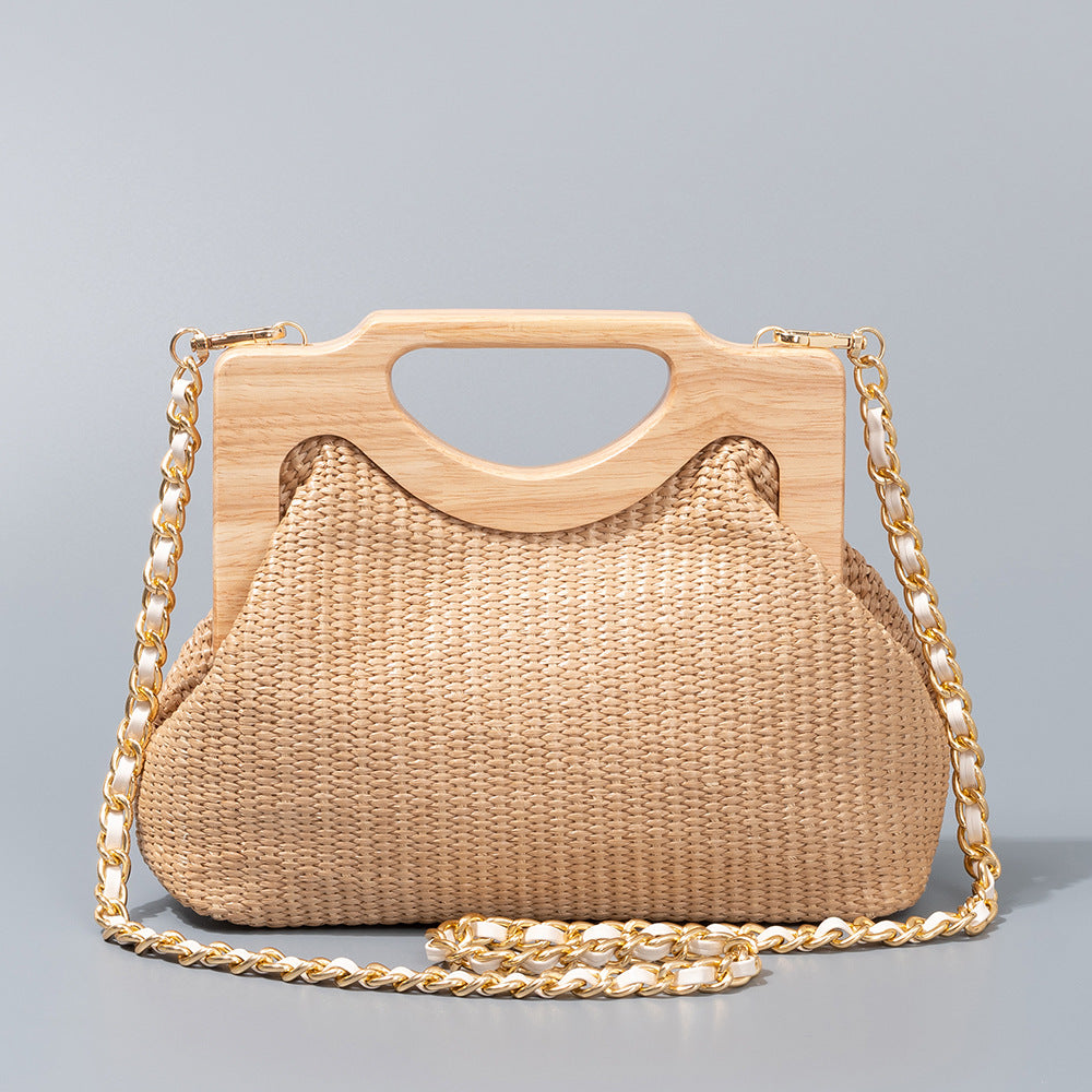 Coastal Charm Straw Shoulder Bag