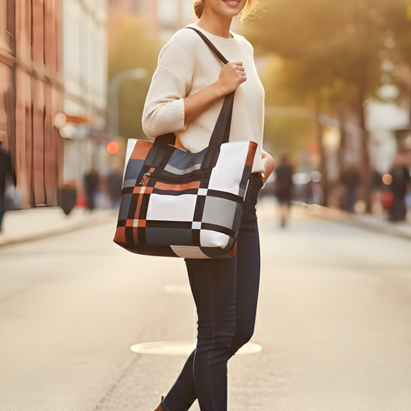 Chic Plaid Pattern Shoulder Bag